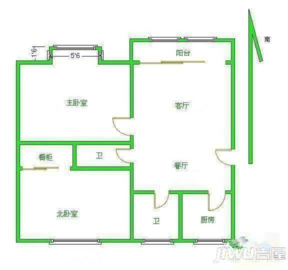 观澜名邸2室2厅1卫户型图