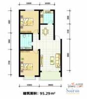 天娇园2室2厅1卫95.3㎡户型图