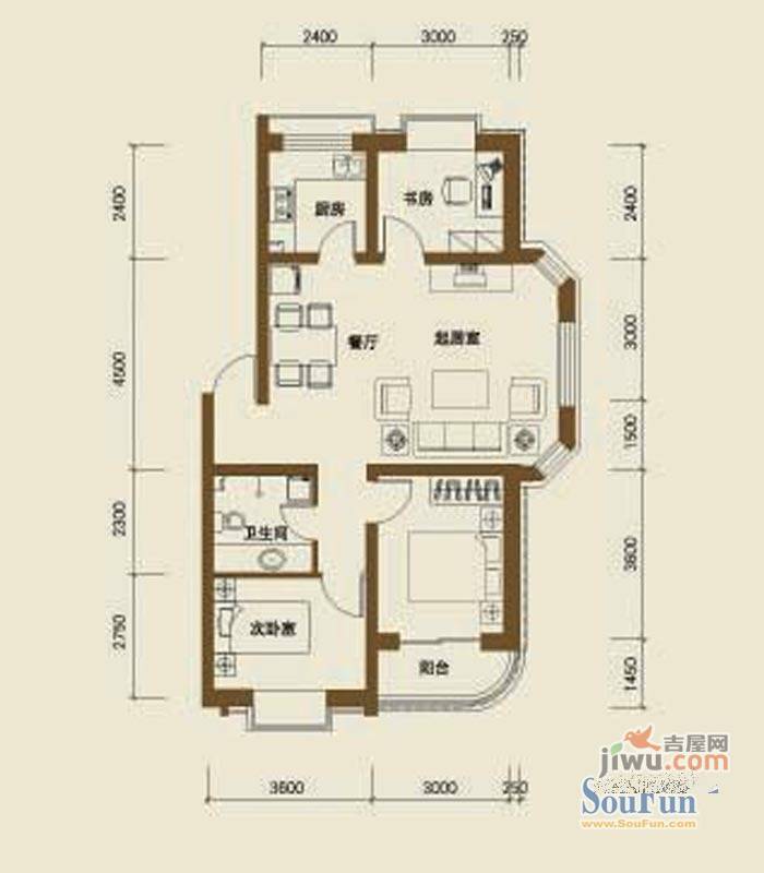 薄荷花苑2室1厅1卫户型图