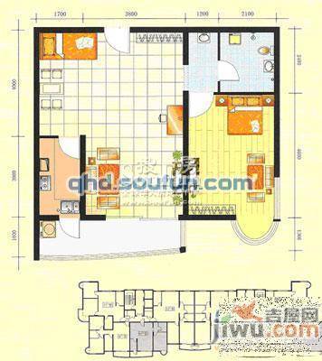 渤海明珠2室2厅1卫85.6㎡户型图