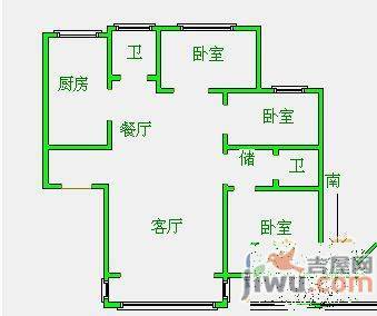 华苑馨居3室2厅2卫132㎡户型图