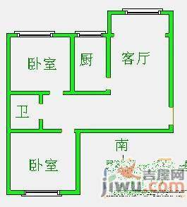 盛秦福地2室1厅1卫69㎡户型图