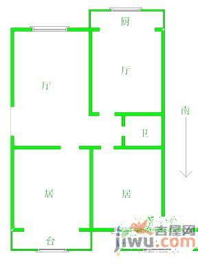 秦皇小区2室1厅1卫82㎡户型图