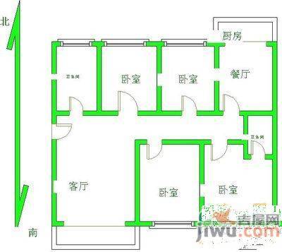 秦皇小区2室1厅1卫82㎡户型图