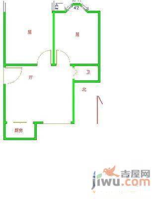 红卫里2室2厅1卫62㎡户型图