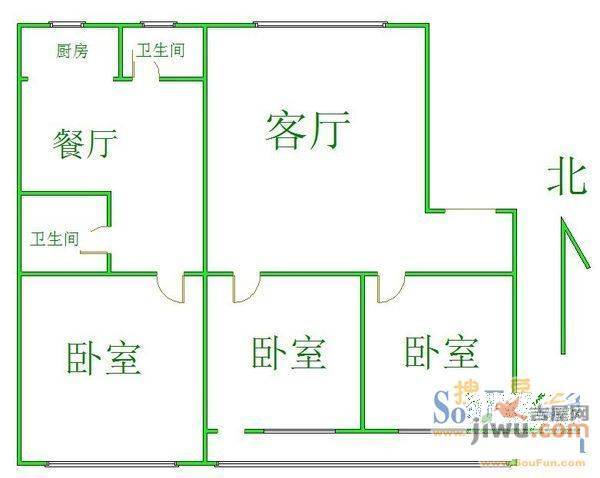 文建里3室2厅2卫174㎡户型图