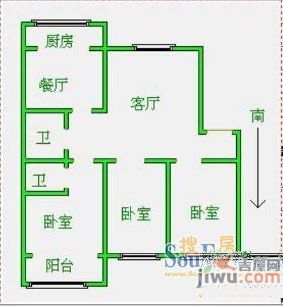 文建里3室2厅2卫174㎡户型图