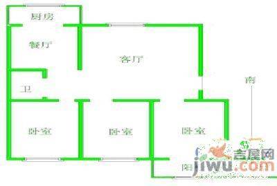 建安里3室2厅1卫105㎡户型图