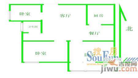 建新里二区1室1厅1卫户型图