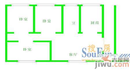 建新里二区1室1厅1卫户型图