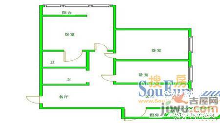 建新里二区1室1厅1卫户型图