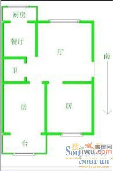 团结里1室1厅1卫35㎡户型图