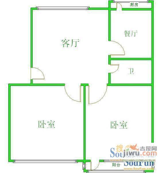 团结里1室1厅1卫35㎡户型图