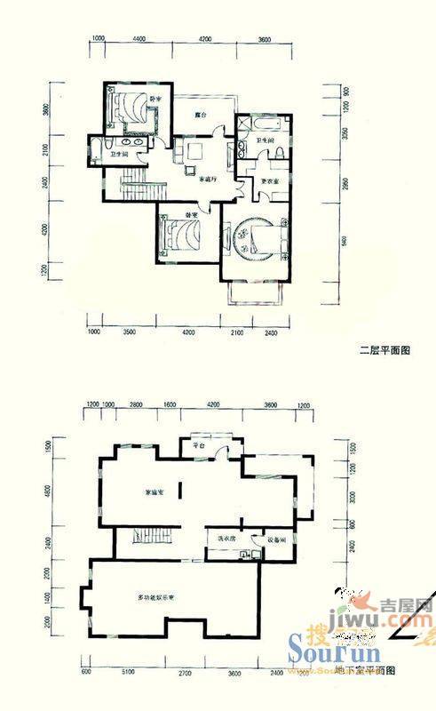 金海湾森林逸城别墅3室2厅2卫户型图