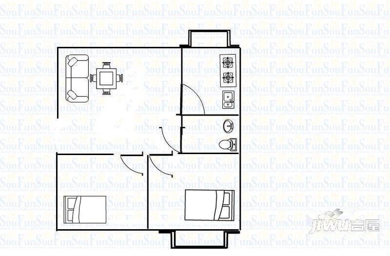 文精里2室1厅1卫户型图