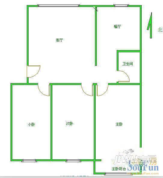 新胜利村2室1厅1卫74㎡户型图