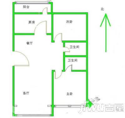 新胜利村2室1厅1卫74㎡户型图