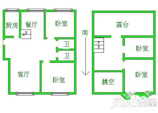 新世纪小区2室2厅1卫89㎡户型图