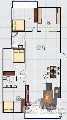 新世纪小区2室2厅1卫89㎡户型图