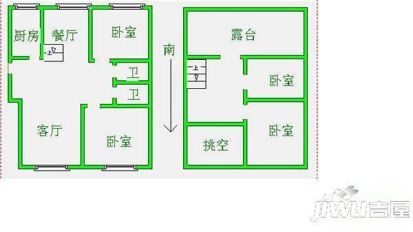 新世纪小区2室2厅1卫89㎡户型图