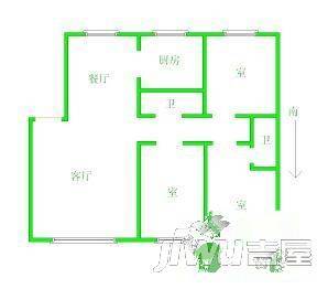 新世纪小区2室2厅1卫89㎡户型图