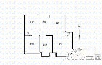 新世纪小区2室2厅1卫89㎡户型图