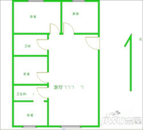 新世纪小区2室2厅1卫89㎡户型图