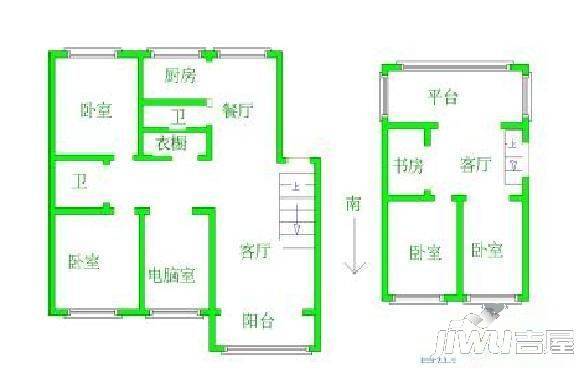 新世纪小区2室2厅1卫89㎡户型图