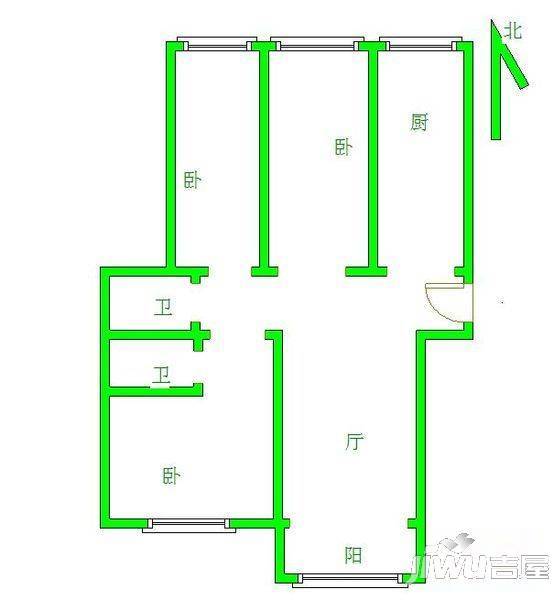 新世纪小区2室2厅1卫89㎡户型图