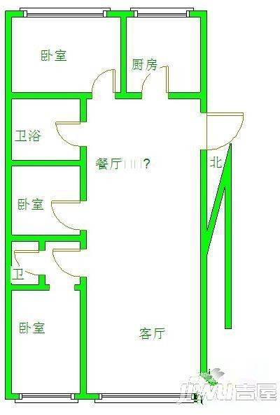 新世纪小区2室2厅1卫89㎡户型图