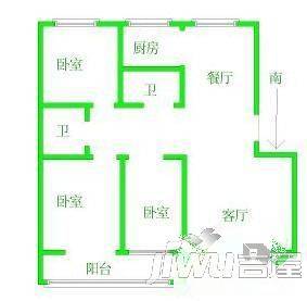 新世纪小区2室2厅1卫89㎡户型图