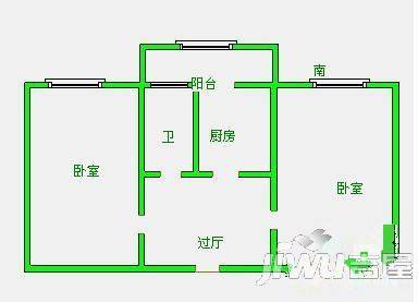 建树里2室1厅1卫55㎡户型图