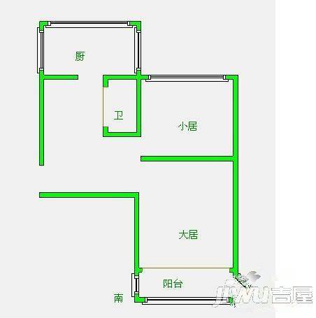 建树里2室1厅1卫55㎡户型图