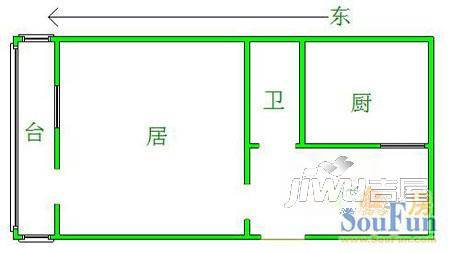 美雅花园二期1室1厅1卫户型图