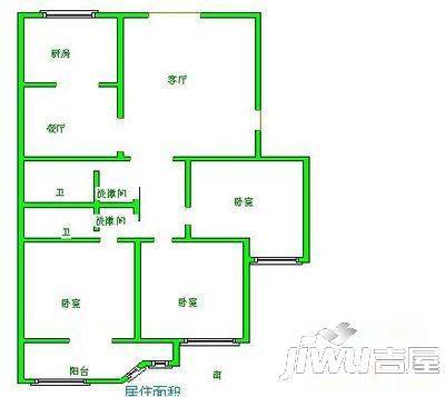 东环南里3室2厅2卫151㎡户型图