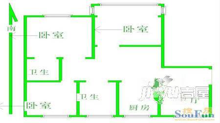 广顺青年城1室1厅1卫户型图