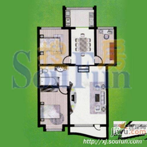 美林花源3室1厅1卫115㎡户型图