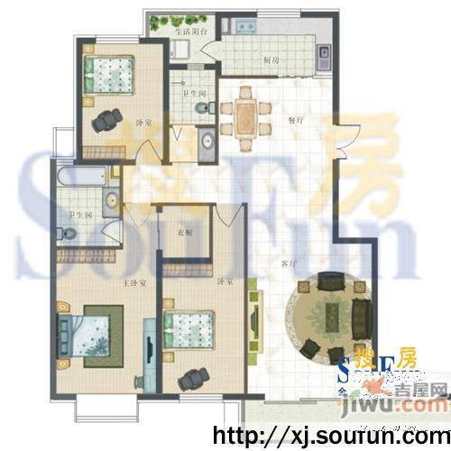 龙庭华清园4室3厅2卫户型图