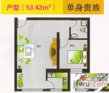 格林春天3室1厅1卫60.8㎡户型图