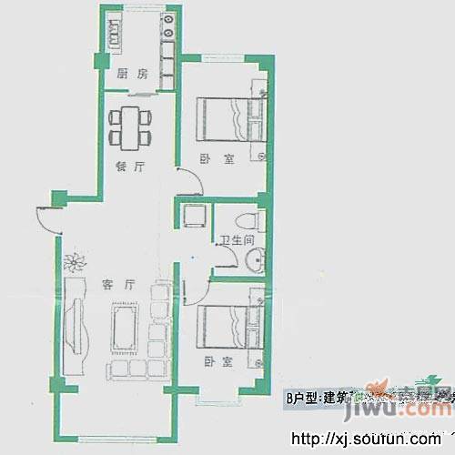 金桥小区2室1厅1卫78㎡户型图