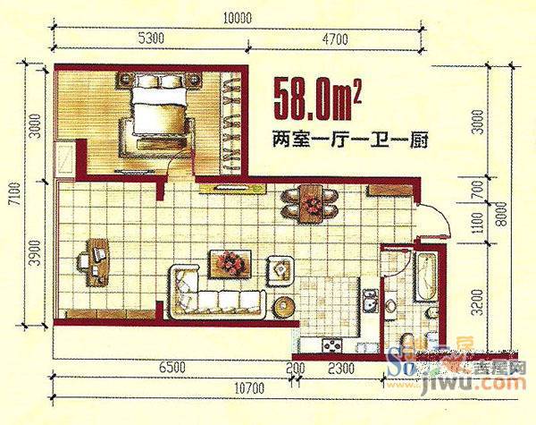 万佳幸福花园3室2厅2卫131.1㎡户型图