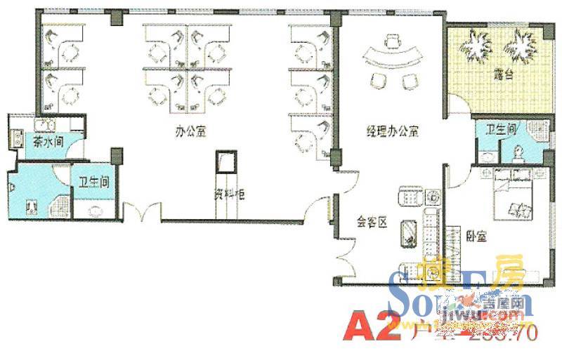 金爵公馆2室2厅2卫233.7㎡户型图