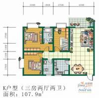 万富景苑三期3室2厅2卫107.9㎡户型图