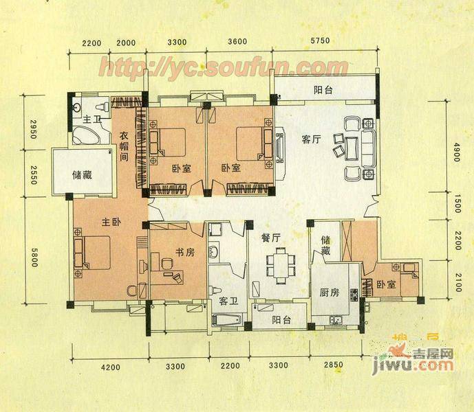 金缔华城二期4室2厅2卫238㎡户型图