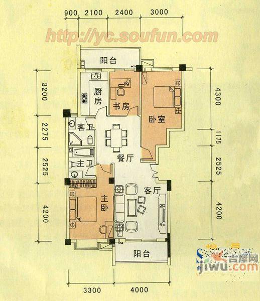 金缔华城二期4室2厅2卫238㎡户型图