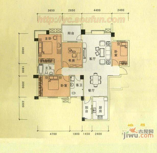 金缔华城二期4室2厅2卫238㎡户型图