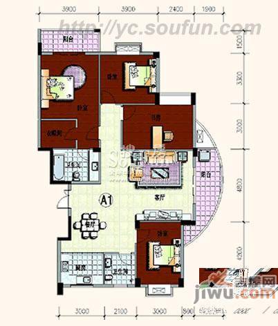 金凤朝阳4室2厅2卫161.3㎡户型图