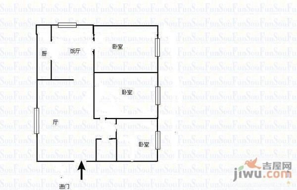 东山大道小区2室1厅1卫户型图