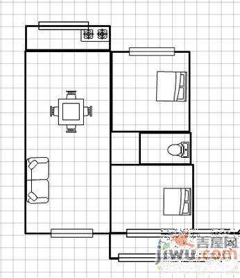 东山大道小区2室1厅1卫户型图