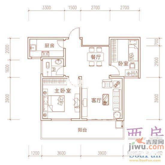 东辰二号4室2厅2卫户型图